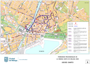 Málaga se prepara para un intenso Jueves Santo con ocho procesiones y recorridos por el centro histórico