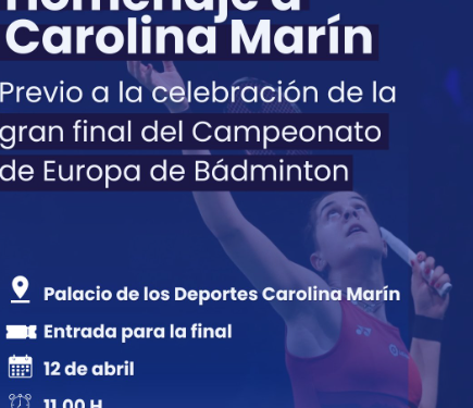 Huelva rendirá homenaje a Carolina Marín en el Palacio de los Deportes que lleva su nombre