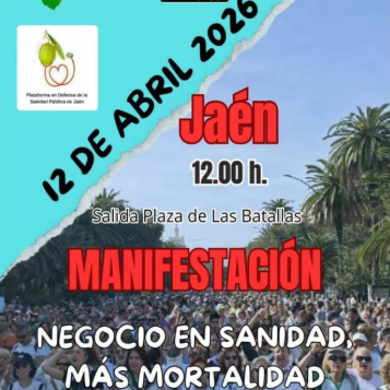 Manifestación el 12 de abril en defensa de la Sanidad Pública y de calidad.