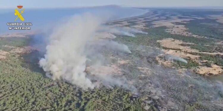 : Incendio de Doñana con medios de extinción desplegados en el entorno de Almonte