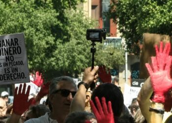 Trabajadores autónomos durante una protesta para reclamar más derechos y cambios en las cotizaciones