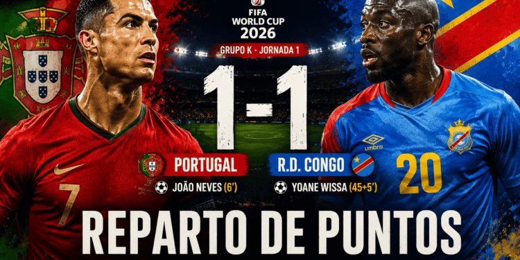 Portugal no pasa del empate ante República Democrática del Congo y deja dudas en el Grupo K