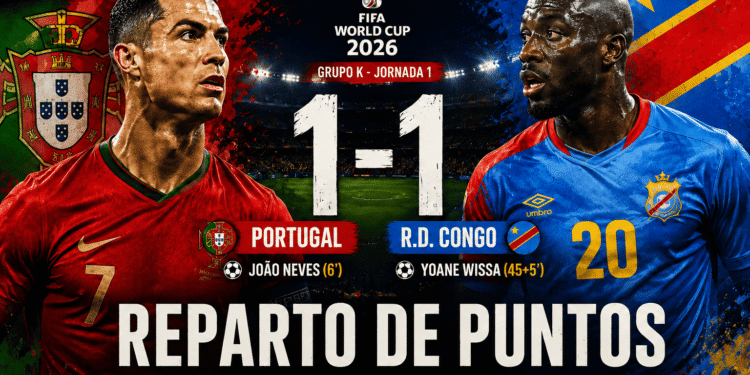 Portugal no pasa del empate ante República Democrática del Congo y deja dudas en el Grupo K