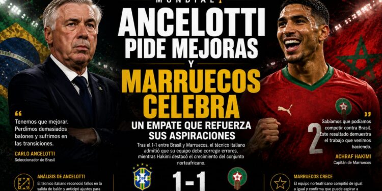 Ancelotti pide mejoras y Marruecos celebra un empate que refuerza sus aspiraciones