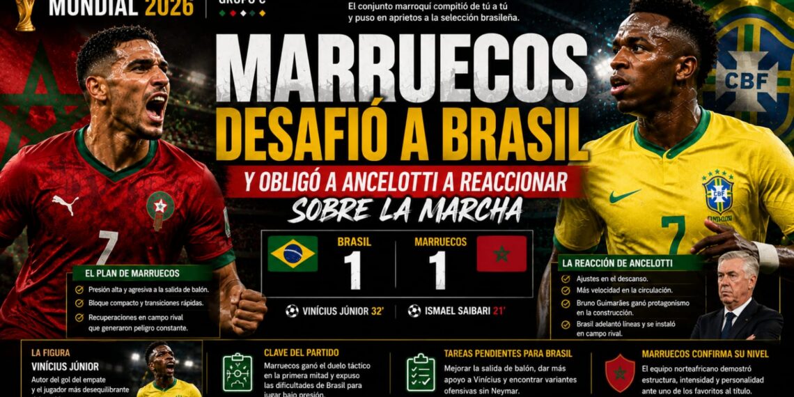 Marruecos desafió a Brasil y obligó a Ancelotti a reaccionar sobre la marcha