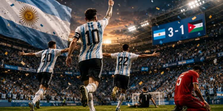 Argentina derrota a Jordania (3-1), cierra la fase de grupos con pleno de victorias y reafirma su candidatura al título