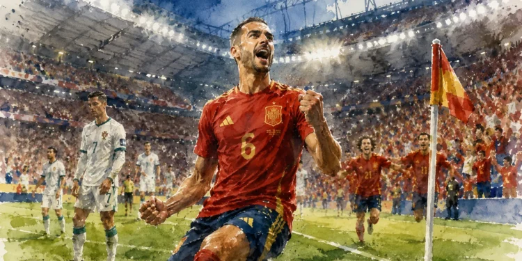 España Portugal Mundial 2026 en el partido de octavos decidido por Mikel Merino