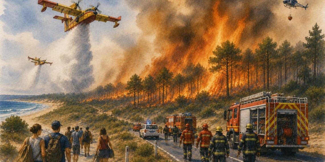 Francia intensifica la lucha contra los incendios forestales tras declararse un nuevo gran foco cerca de Lacanau
