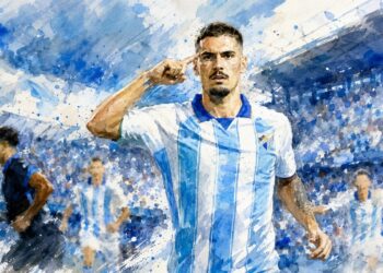 Málaga CF durante el partido ante el Deportivo de A Coruña en La Rosaleda