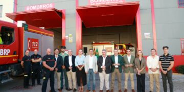 Parque de Bomberos de Aznalcóllar durante el acto de reapertura institucional