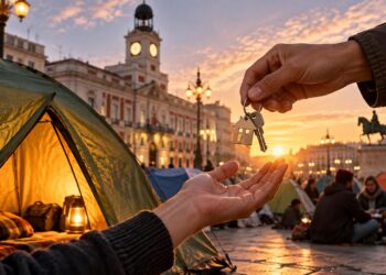Sol amanece acampada tras el desahucio de Maricarmen