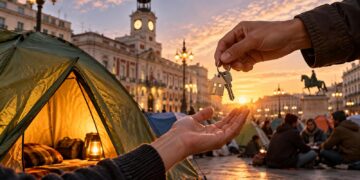 Sol amanece acampada tras el desahucio de Maricarmen