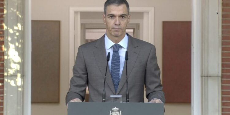 Pedro Sánchez durante su adelanto de las elecciones